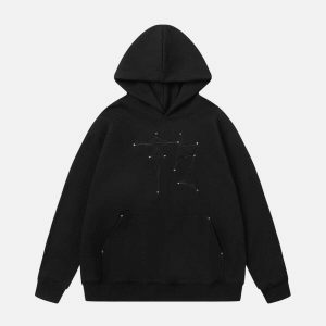rivet line graphic hoodie edgy streetwear essential 1607