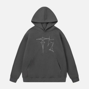 rivet line graphic hoodie edgy streetwear essential 6555
