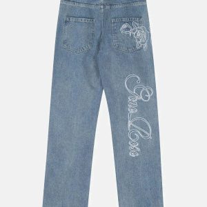 rose embroidered jeans chic & youthful streetwear staple 5467