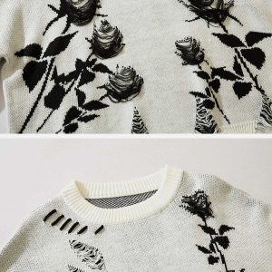 rose raw edge sweater   youthful & chic urban style 2510