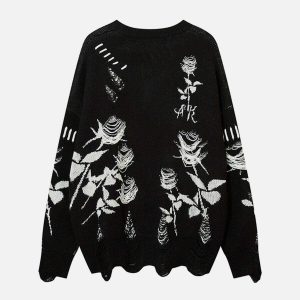 rose raw edge sweater   youthful & chic urban style 2654