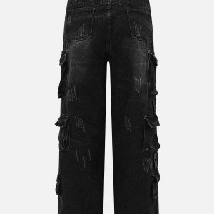 scratch line straight leg jeans edgy & retro streetwear 5618