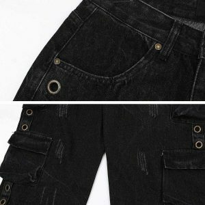 scratch line straight leg jeans edgy & retro streetwear 8027