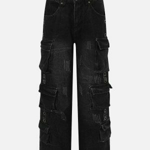scratch line straight leg jeans edgy & retro streetwear 8540