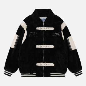 sherpa patchwork coat edgy & vibrant streetwear 1751