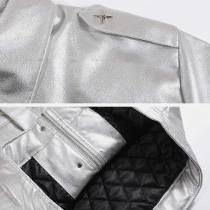 shiny faux leather jacket youthful & futuristic appeal 6530