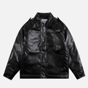 shiny faux leather jacket youthful & futuristic appeal 7092