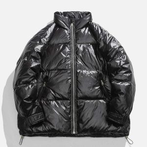 shiny puffer coat with drawstring youthful & chic design 2000
