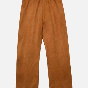 side zip suede sweatpants   sleek & youthful streetwear staple 2302