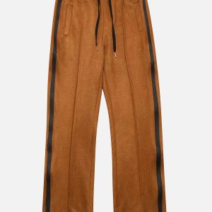 side zip suede sweatpants   sleek & youthful streetwear staple 5259