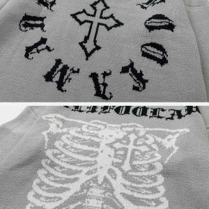 skeleton edge breakage sweater edgy skeleton breakage sweater dynamic urban style 7009