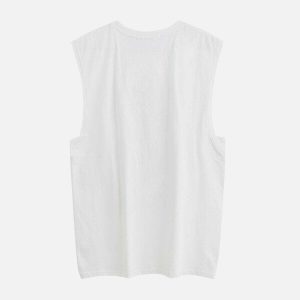 skeleton print necklace vest   edgy streetwear statement 4391