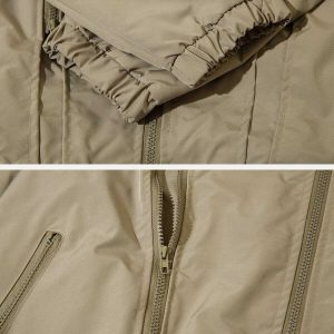 sleek anorak with solid zip detail   urban chic outerwear 7609