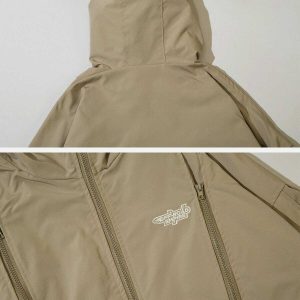 sleek anorak with solid zip detail   urban chic outerwear 8290