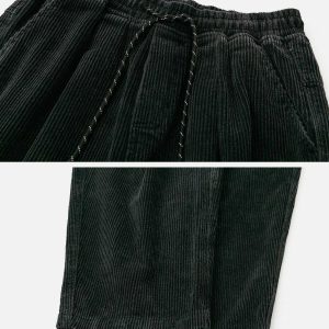 sleek corduroy black pants urban fashion essential 1122