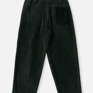 sleek corduroy black pants urban fashion essential 4055