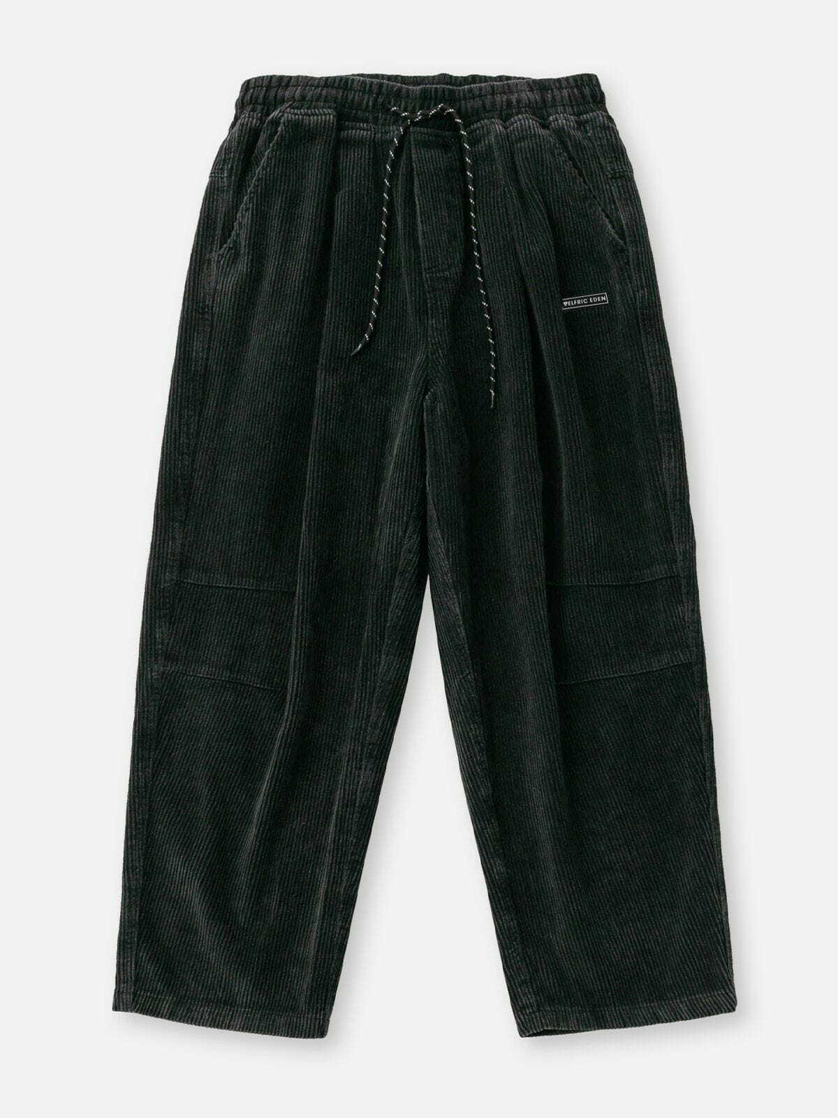sleek corduroy black pants urban fashion essential 5208