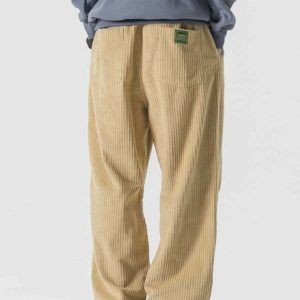 sleek corduroy straight pants solid & youthful style 5749