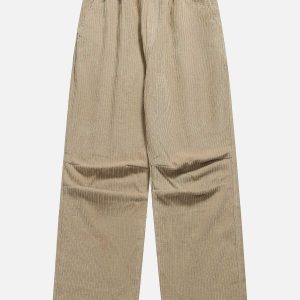 sleek corduroy straight pants solid & youthful style 8185