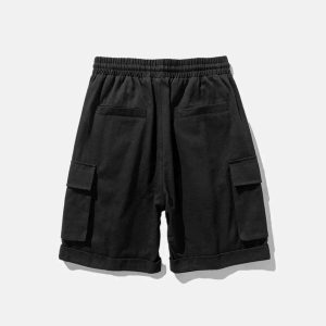 sleek discreet pocket shorts   minimalist urban wear 8780