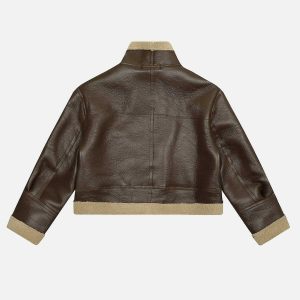 sleek faux leather racing jacket   urban & youthful style 3192