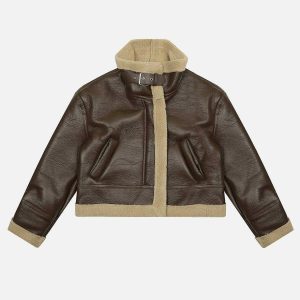 sleek faux leather racing jacket   urban & youthful style 5959
