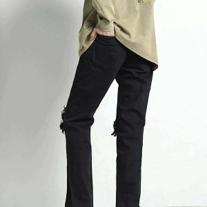 sleek hollow straight jeans minimalist urban appeal 4235