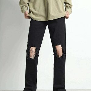 sleek hollow straight jeans minimalist urban appeal 8305