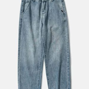 sleek plain wash jeans classic & youthful style 2664