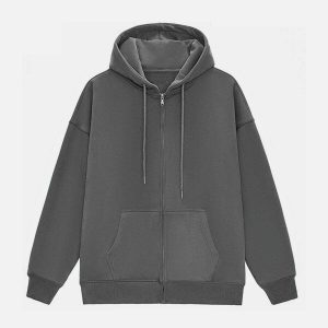 sleek solid color hoodie zipup design urban comfort 7411