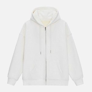 sleek solid color hoodie zipup design urban comfort 8462