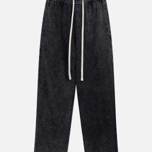 sleek solid color pants with drawstring urban comfort 1349