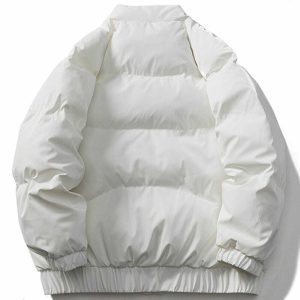 sleek solid color puffer jacket with pocket detail 3634
