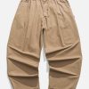 sleek solid color twill pants   minimalist urban fit 3395