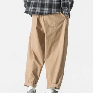 sleek solid color twill pants   minimalist urban fit 3728