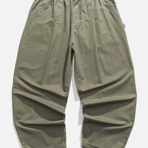sleek solid color twill pants   minimalist urban fit 4583