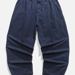 sleek solid color twill pants   minimalist urban fit 5816