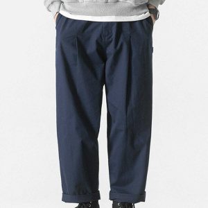 sleek solid color twill pants   minimalist urban fit 6122