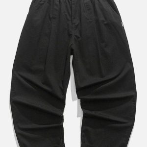 sleek solid color twill pants   minimalist urban fit 7219