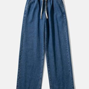 sleek straightleg jeans in solid color   y2k streetwear icon 3688