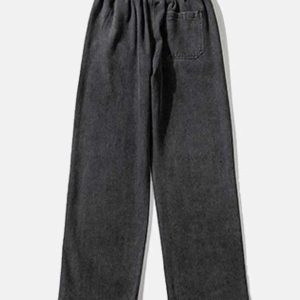 sleek straightleg jeans in solid color   y2k streetwear icon 5866