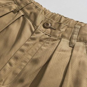 sleek twill wideleg pants solid & youthful style 4452