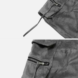 sleek zip up shorts with large pockets   urban trendsetter 2344