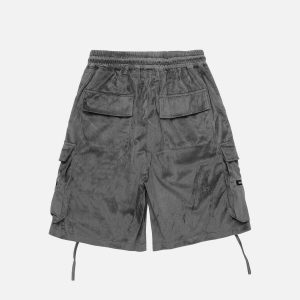 sleek zip up shorts with large pockets   urban trendsetter 3372