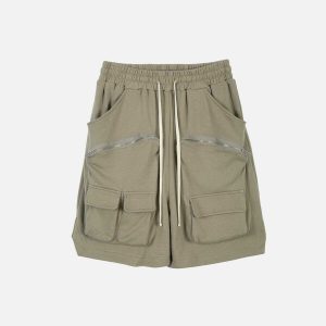 sleek zip up shorts with large pockets   urban trendsetter 4085