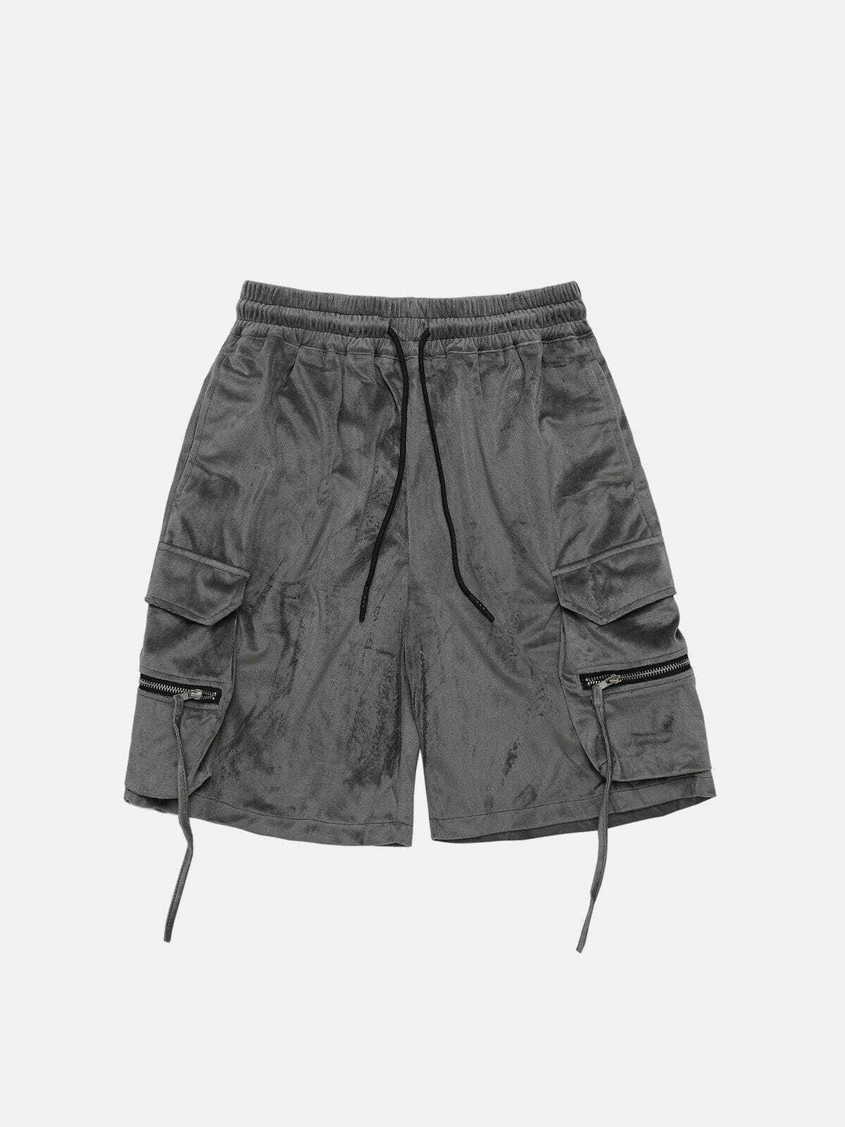 sleek zip up shorts with large pockets   urban trendsetter 7186