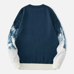 snow mountain landscape sweater jacquard design iconic look 8915