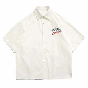snow mountain print shirt   youthful & dynamic style 7151