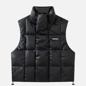 solid block puffer vest chic urban winter essential 6763