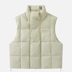 solid block puffer vest chic urban winter essential 7199
